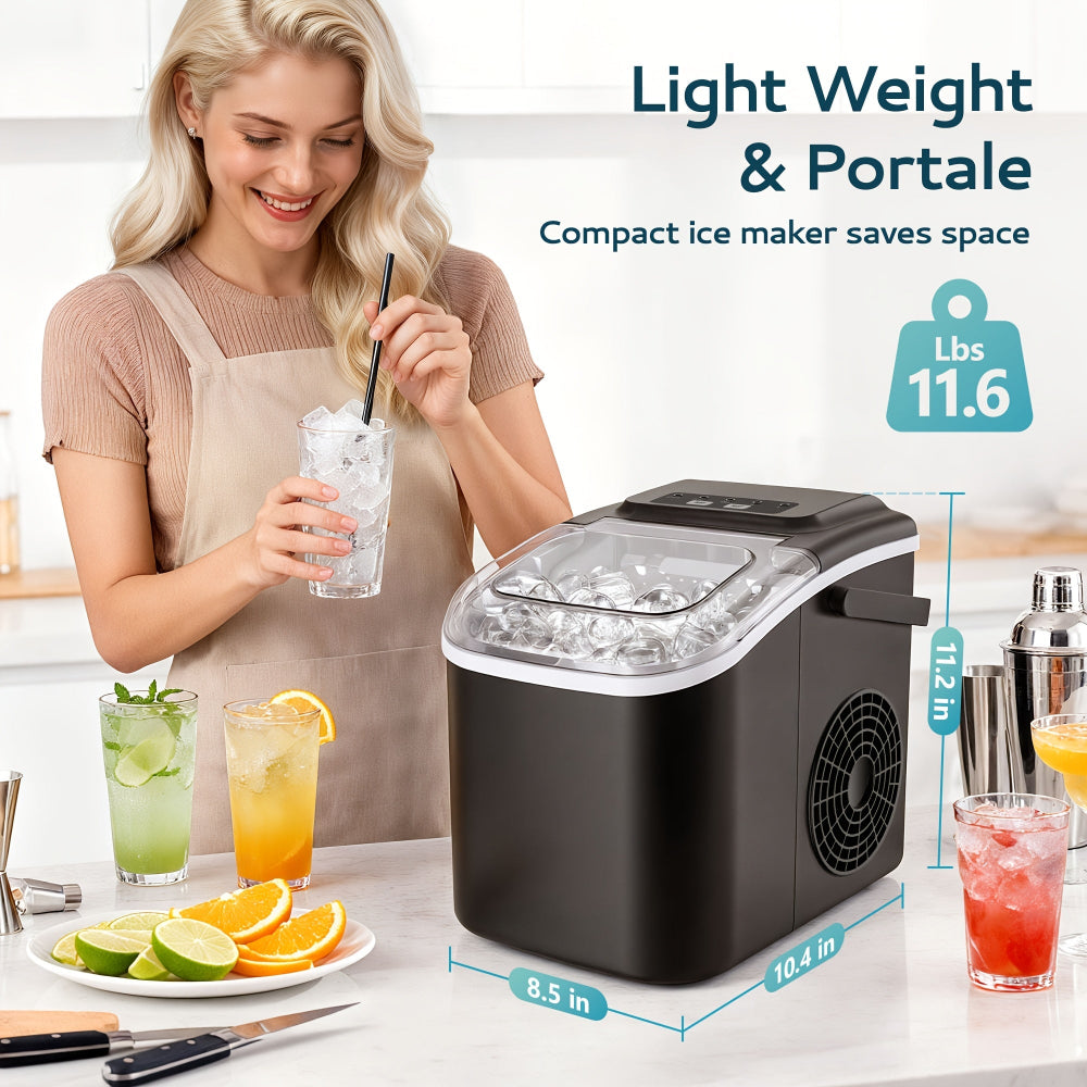 Countertop Ice Maker - Compact Portable Bullet Ice Machine for Home & Outdoors