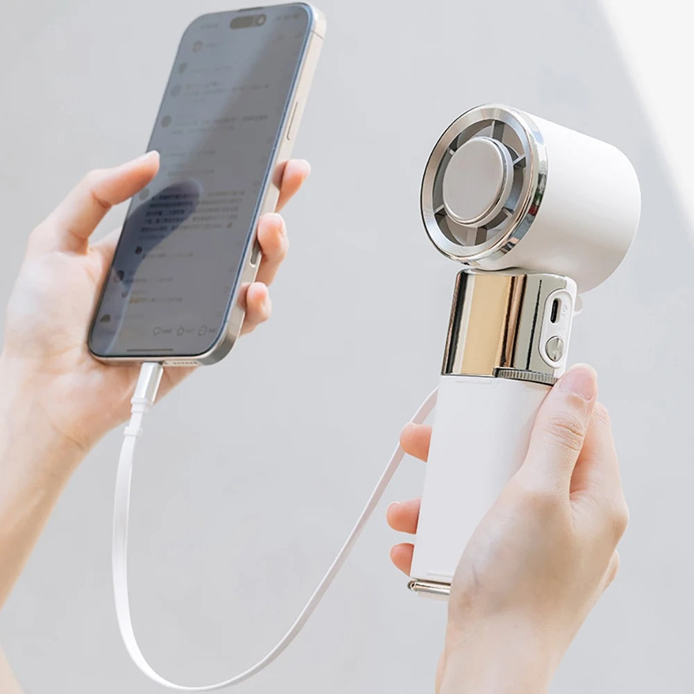 Hands-Free Neck Fan with Power Bank & Adjustable Speed for Cooling