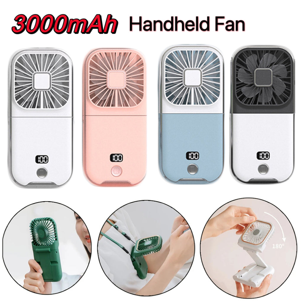 Rechargeable Battery-Powered Phone Stand with Cooling Fan for Summer Use
