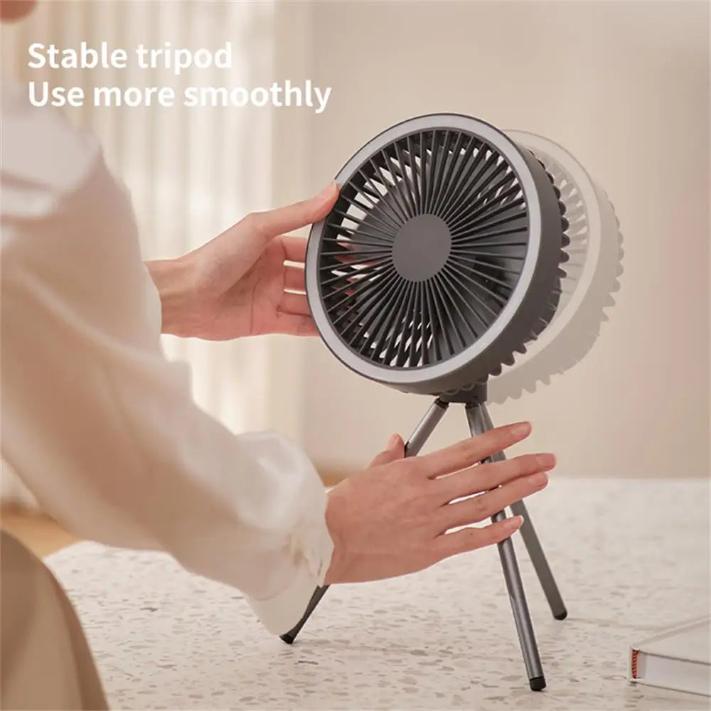 Compact Rechargeable Fan with LED Light and Power Bank – Travel Friendly