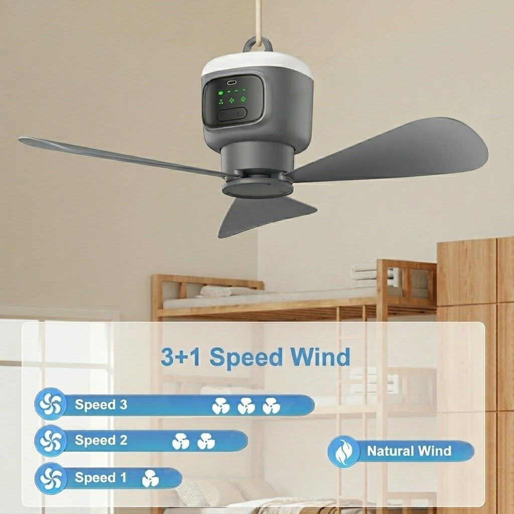 Rechargeable Portable Fan with Light and Remote – Dual Functionality