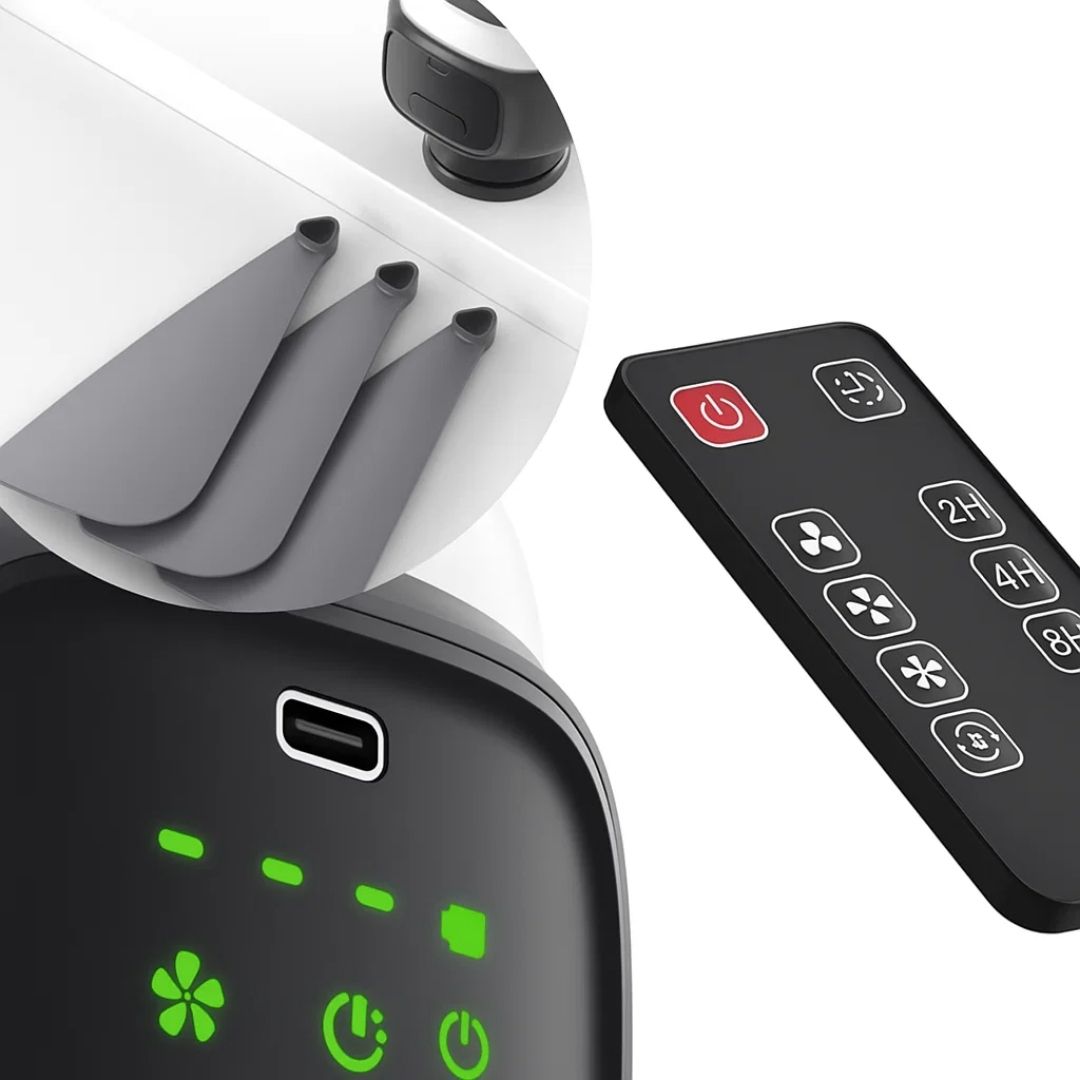 Ceiling Fan with LED Light and Remote Control – 30-Hour Battery Life, Compact for Home and Travel