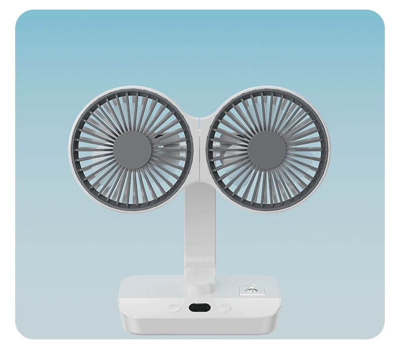 Compact Desk Fan with LED Light and Adjustable Angle for Cooling