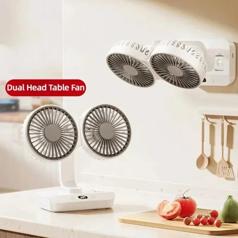 Compact Desk Fan with LED Light and Adjustable Angle for Cooling