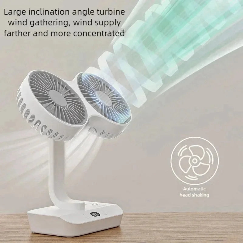 Compact Desk Fan with LED Light and Adjustable Angle for Cooling
