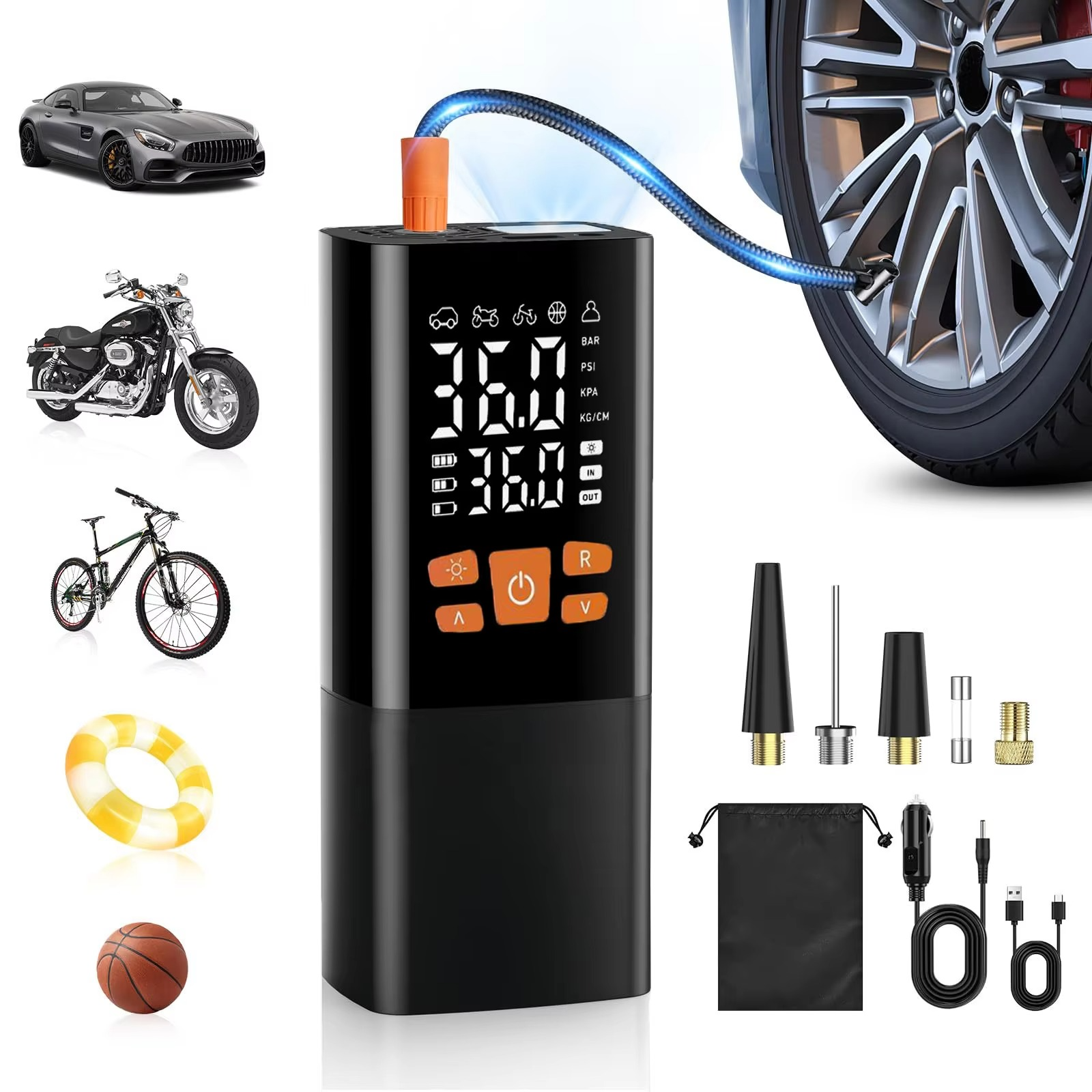 Compact 180 PSI Air Compressor with Rechargeable 25000mAh Battery