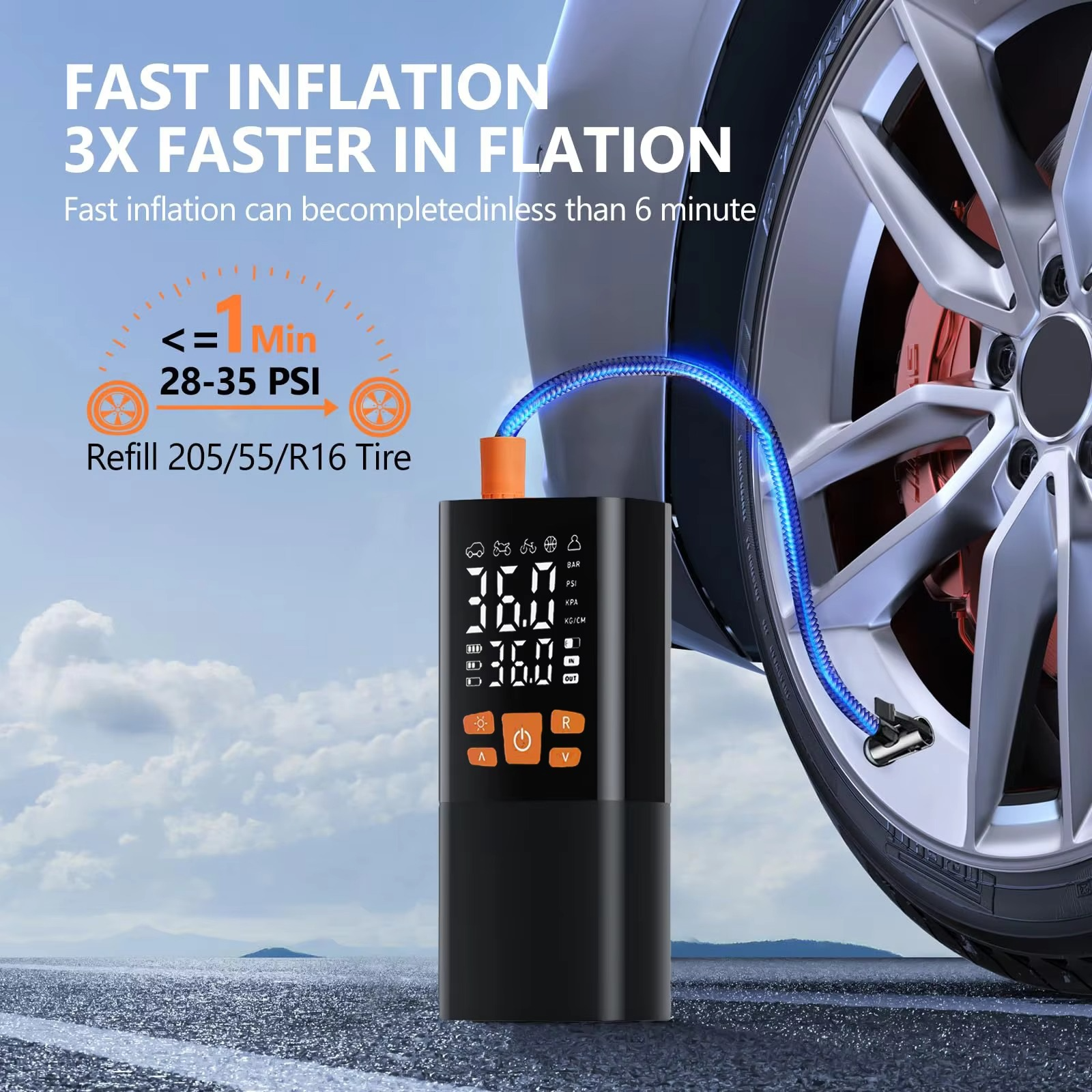 Compact 180 PSI Air Compressor with Rechargeable 25000mAh Battery