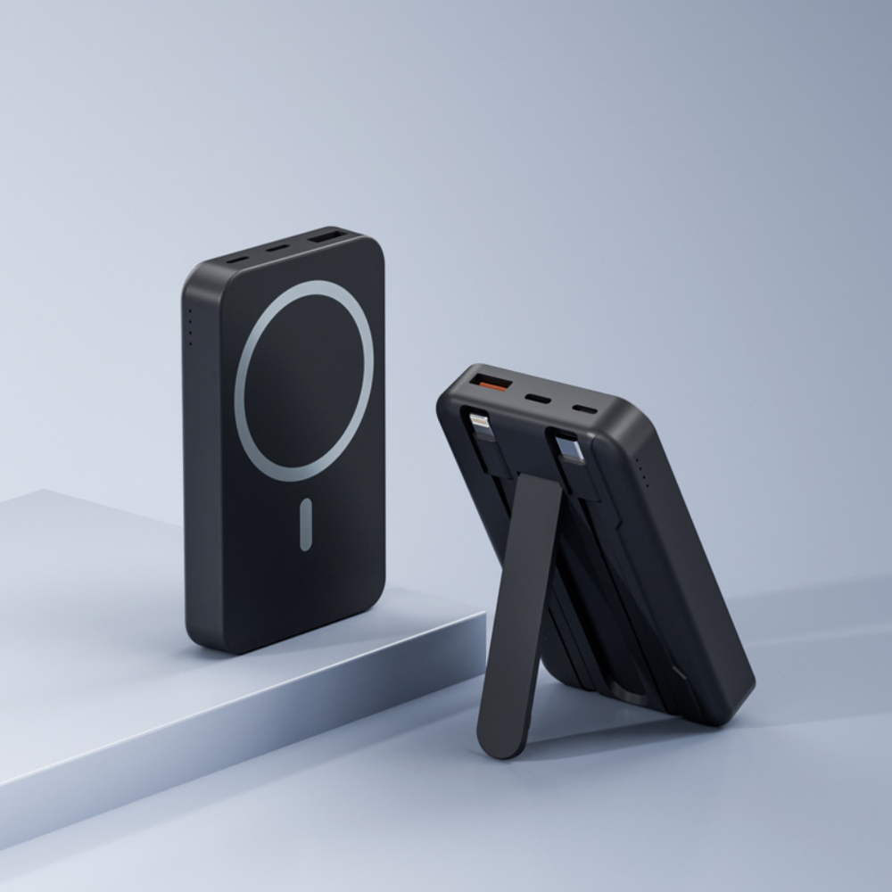 Portable Magnetic Wireless Charger with Stand and 10,000mAh Power