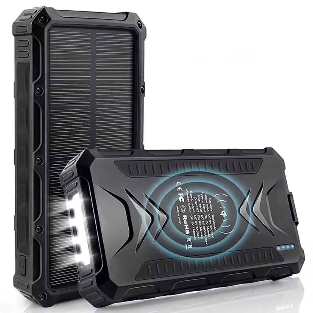 36000mAh Solar Battery Pack with Flashlight - Quick Charge Capability