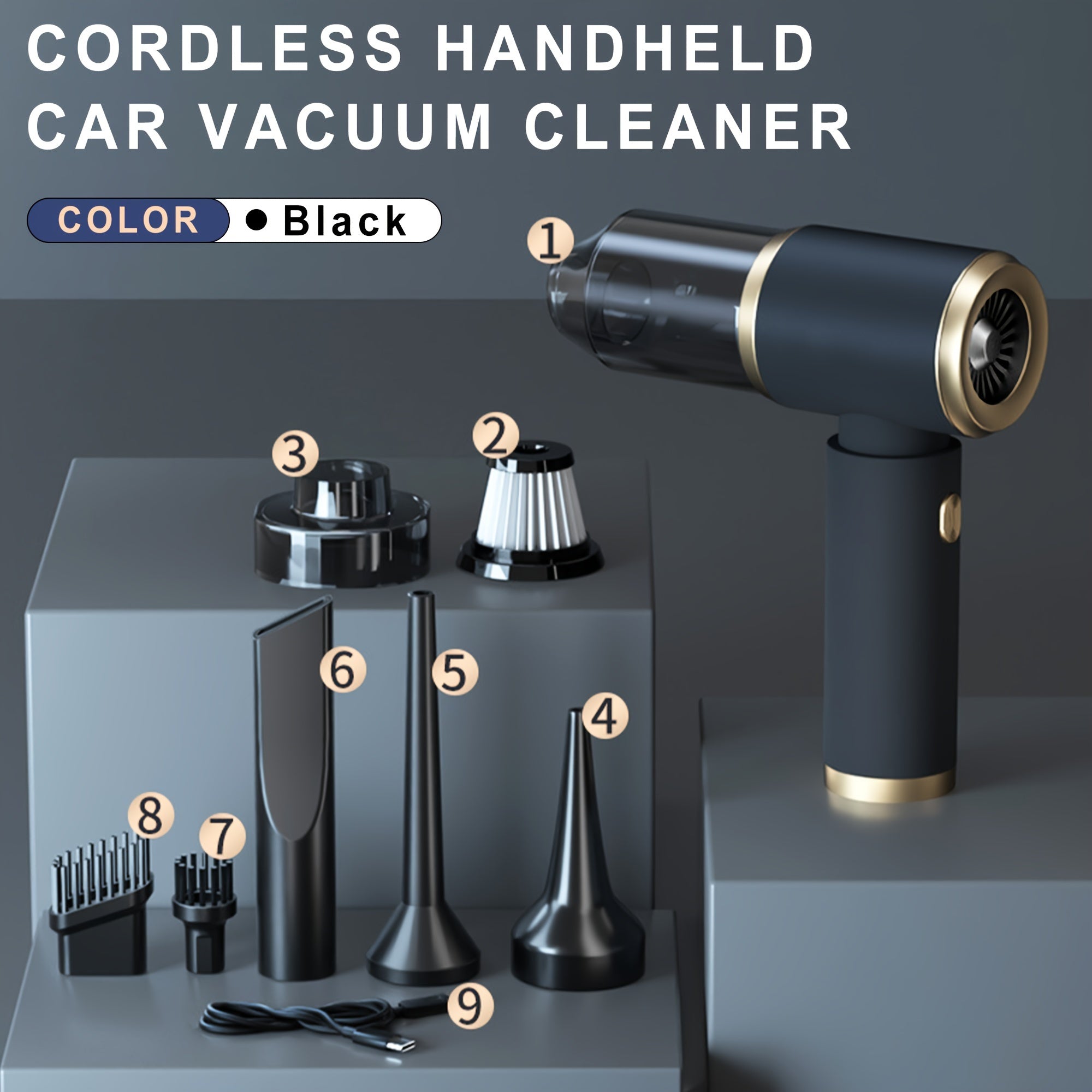 Compact Handheld Car Vacuum Cleaner - Cordless with 5000 PA Suction