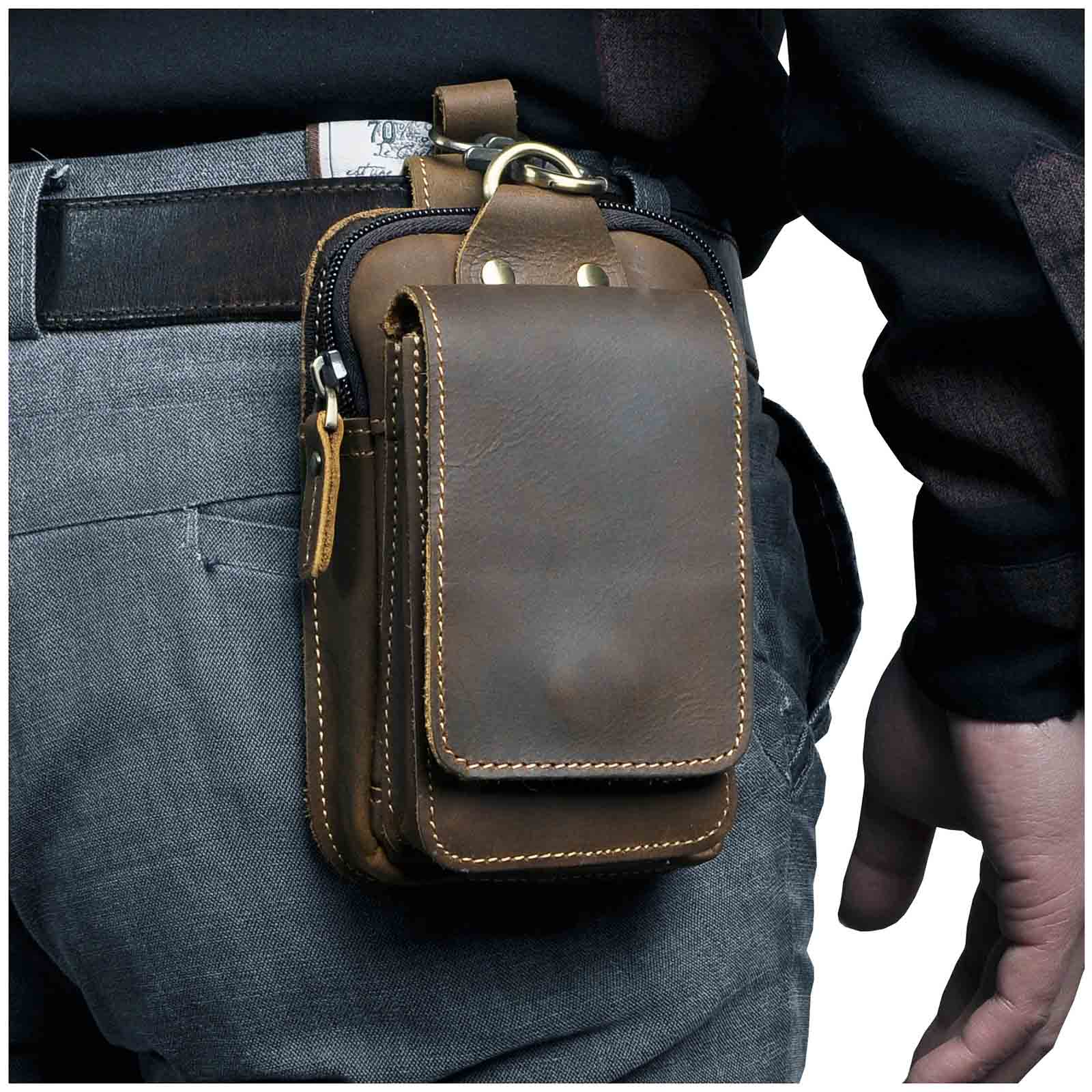 Men's Adjustable Strap Leather Waist Bag – Stylish and Durable for Daily Use