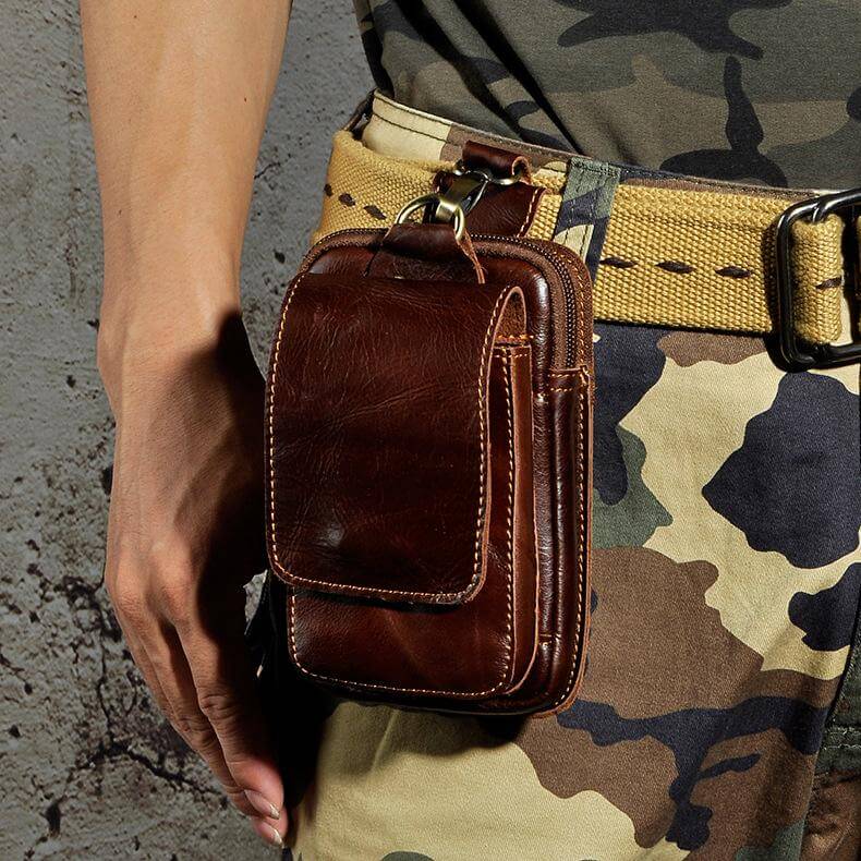 Men's Adjustable Strap Leather Waist Bag – Stylish and Durable for Daily Use