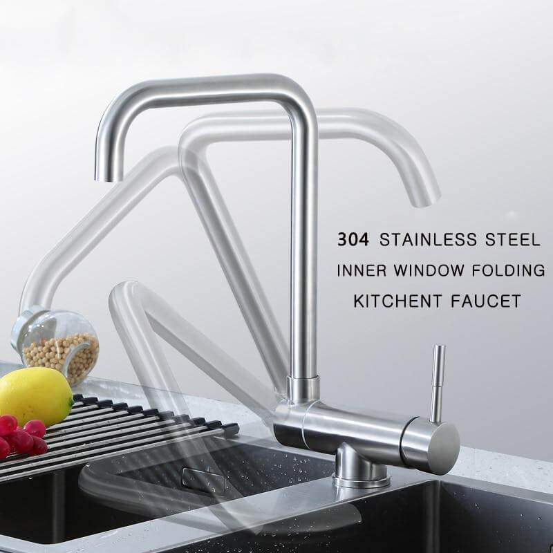 Modern Lead-Free Kitchen Tap with 360° Swivel in Stainless Steel