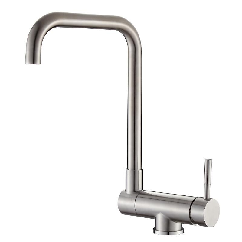 Modern Lead-Free Kitchen Tap with 360° Swivel in Stainless Steel
