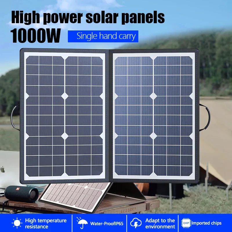 Foldable Solar Charger with MPPT Technology & USB-C for Outdoor Use