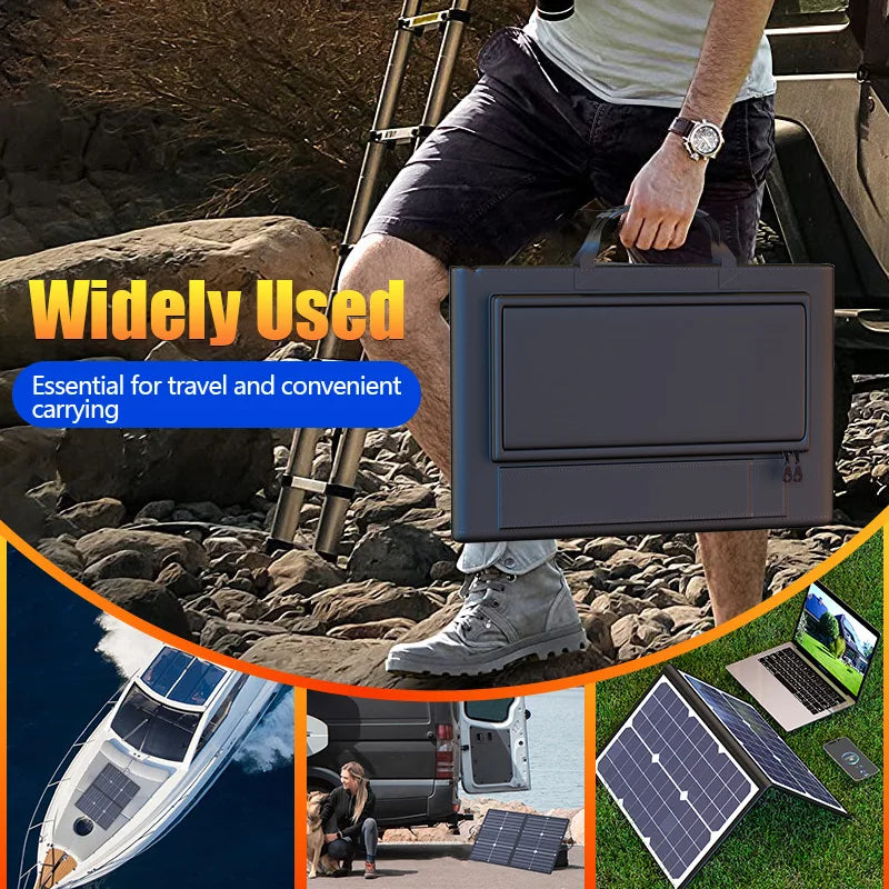 Foldable Solar Charger with MPPT Technology & USB-C for Outdoor Use