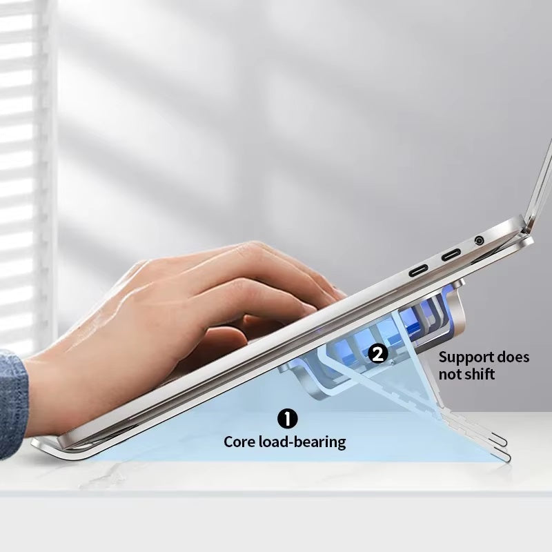 Ergonomic Laptop Desk Stand with Dual Cooling Fans - Adjustable Riser
