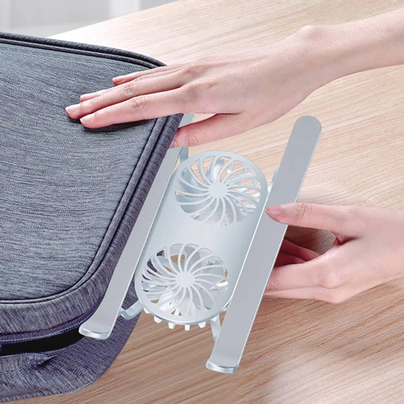 Ergonomic Laptop Desk Stand with Dual Cooling Fans - Adjustable Riser