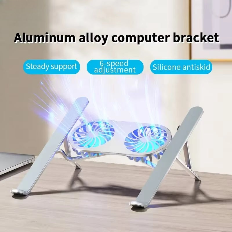 Ergonomic Laptop Desk Stand with Dual Cooling Fans - Adjustable Riser