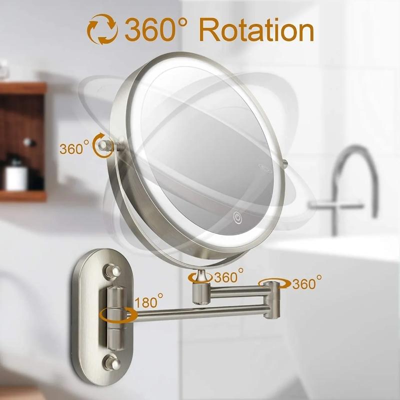 Taavita LED Rechargeable Magnifying Makeup and Bathroom Vanity Mirror