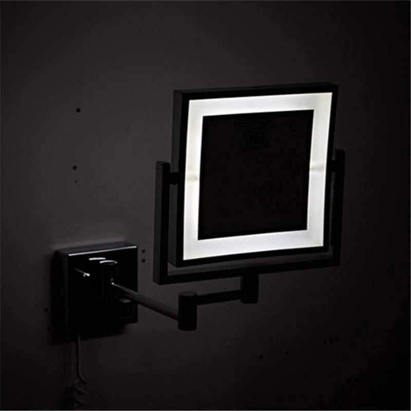 Adjustable LED Black Square Magnifying Makeup and Bathroom Mirror