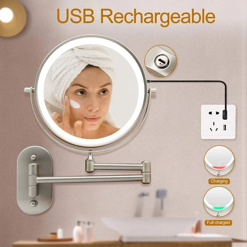 Taavita LED Rechargeable Magnifying Makeup and Bathroom Vanity Mirror
