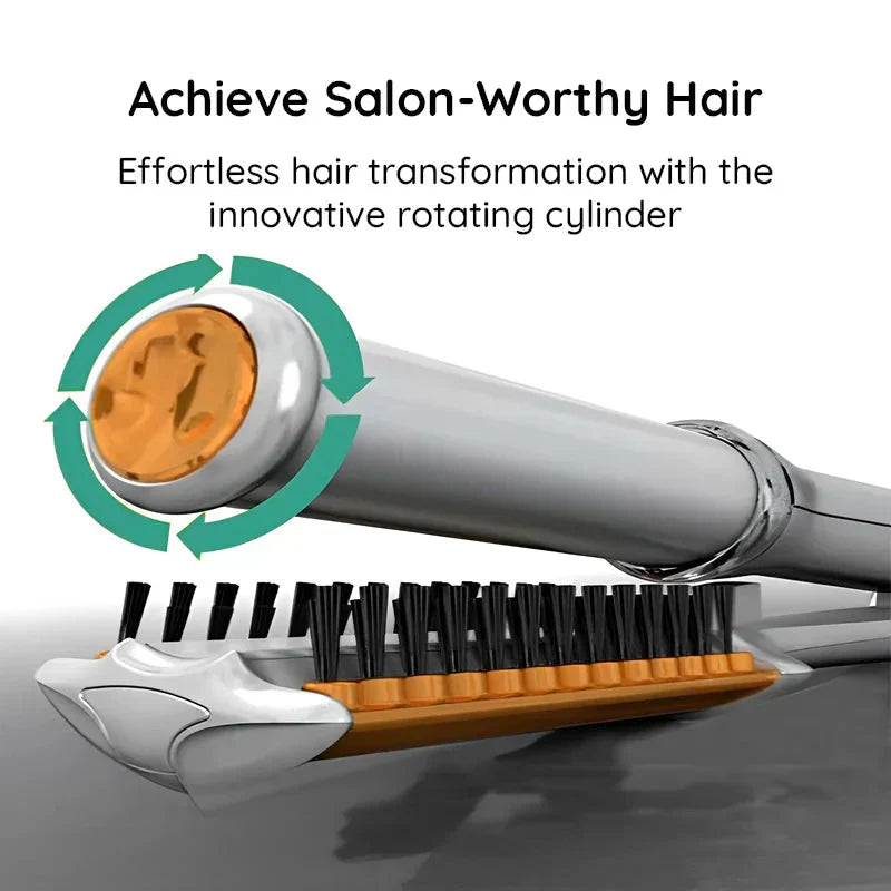 2-in-1 Rotating Hair Brush and Iron for Professional Styling