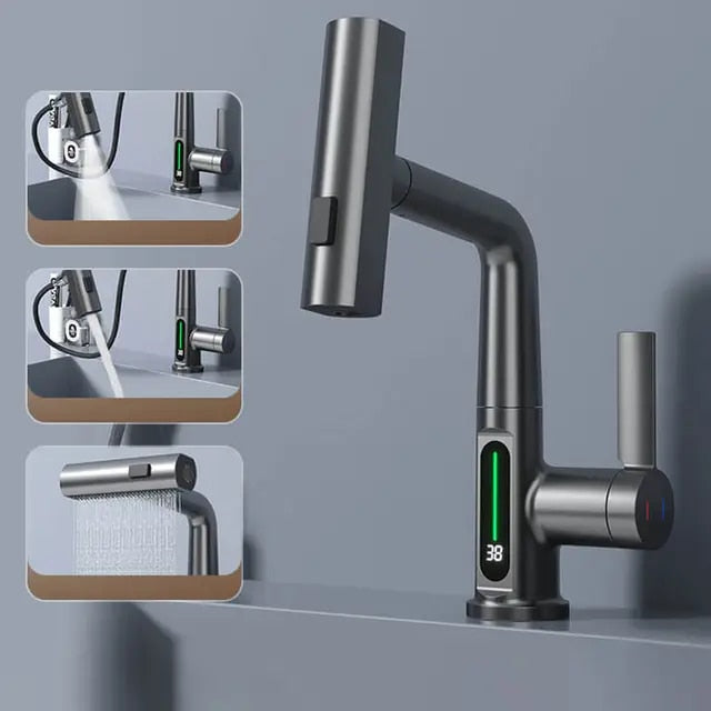 Pull-Out Spray Head Faucet with 3 Functions