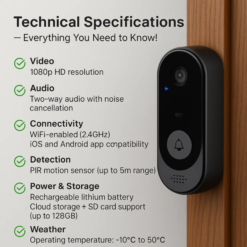 Video Doorbell Camera with HD Two-Way Audio and PulseGuard Technology