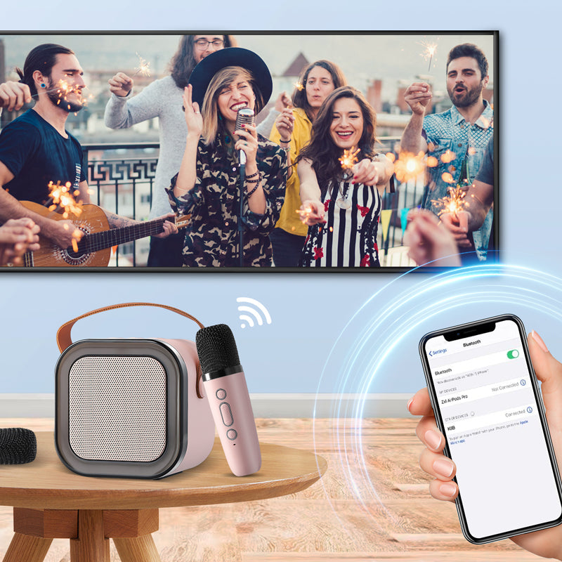 Compact Karaoke System Featuring Cordless Microphone