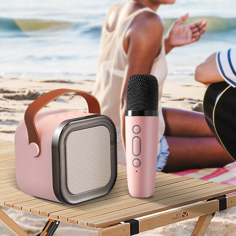 Compact Karaoke System Featuring Cordless Microphone
