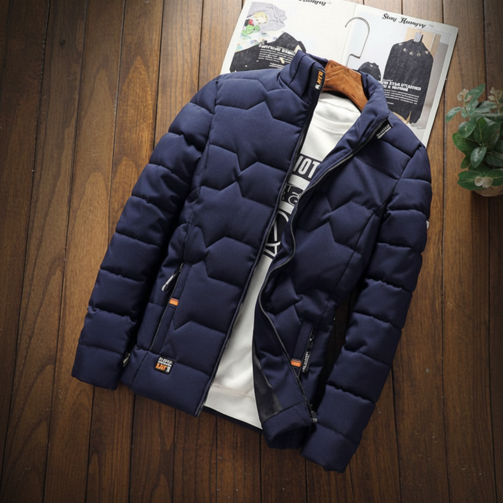 Men's Insulated Jacket with Secure Zipper Pockets for Daily Use
