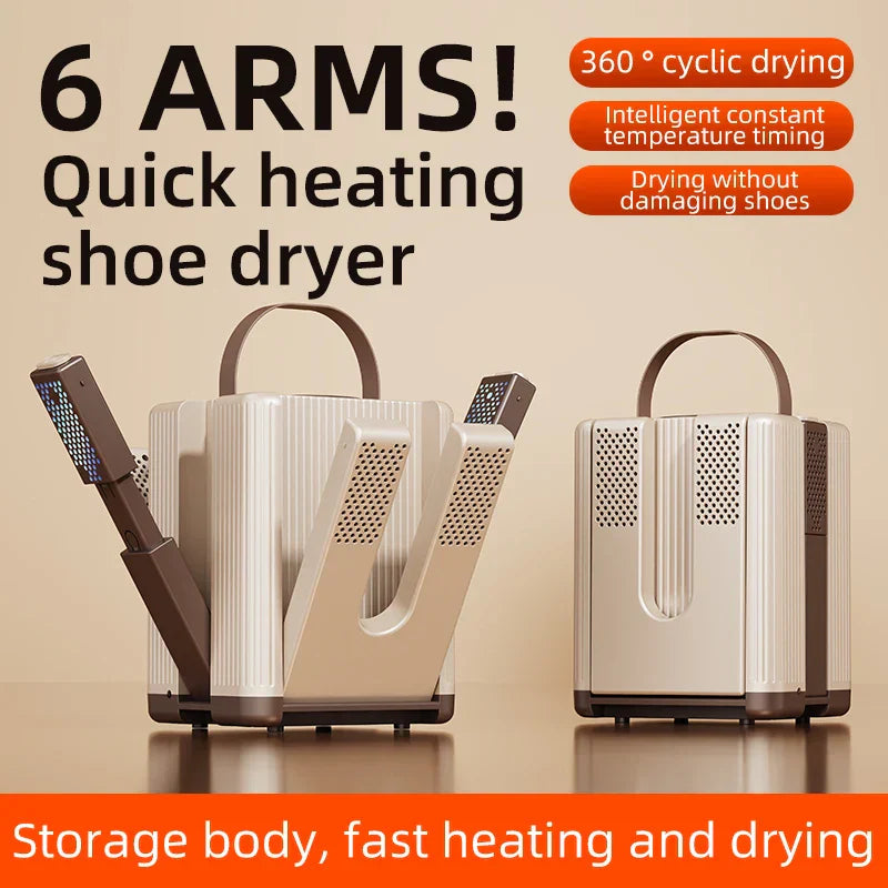 Six-Arm Electric Shoe Dryer with Fast Heating – Foldable for Easy Storage