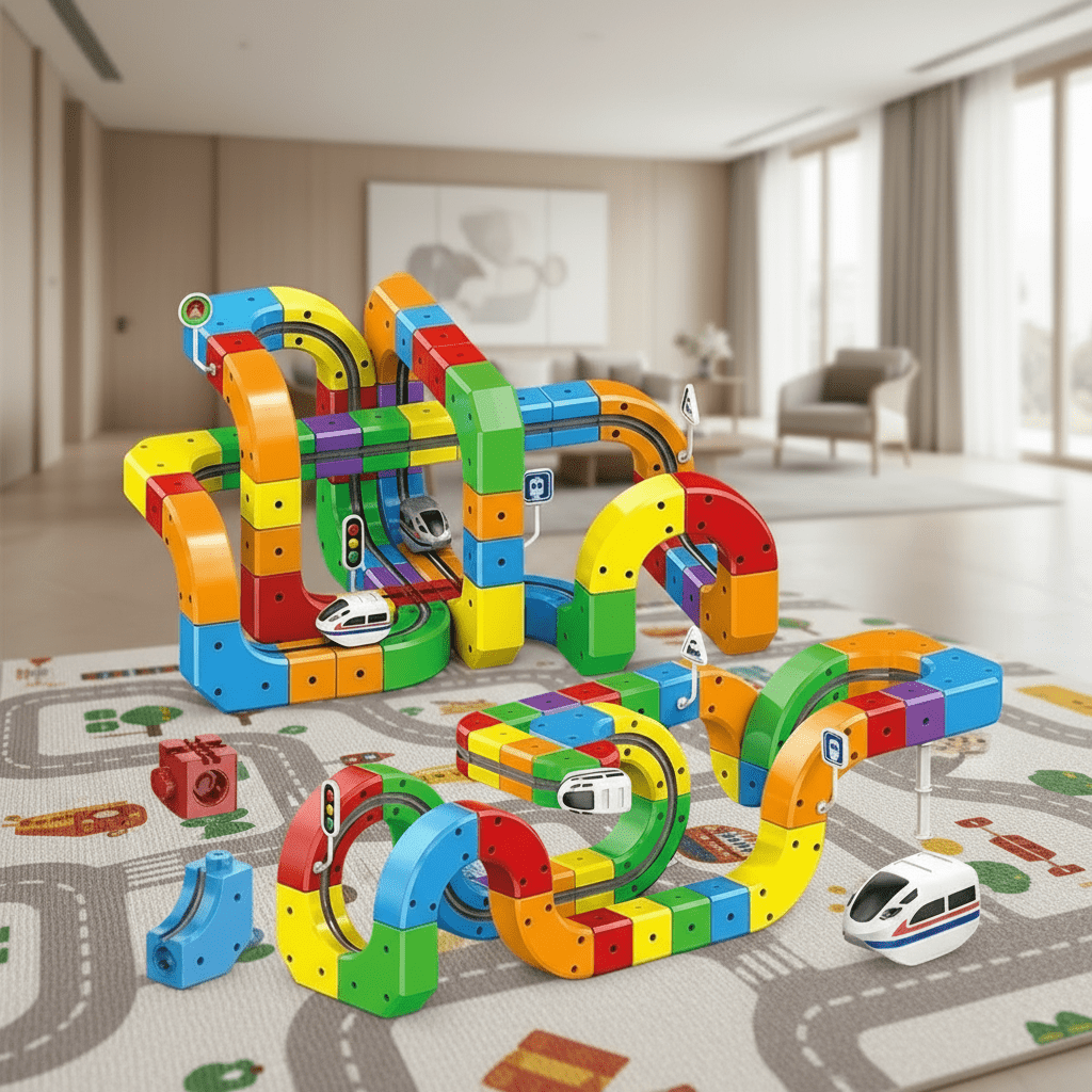 KidSmart 3D Train Building Set with Rechargeable Engine