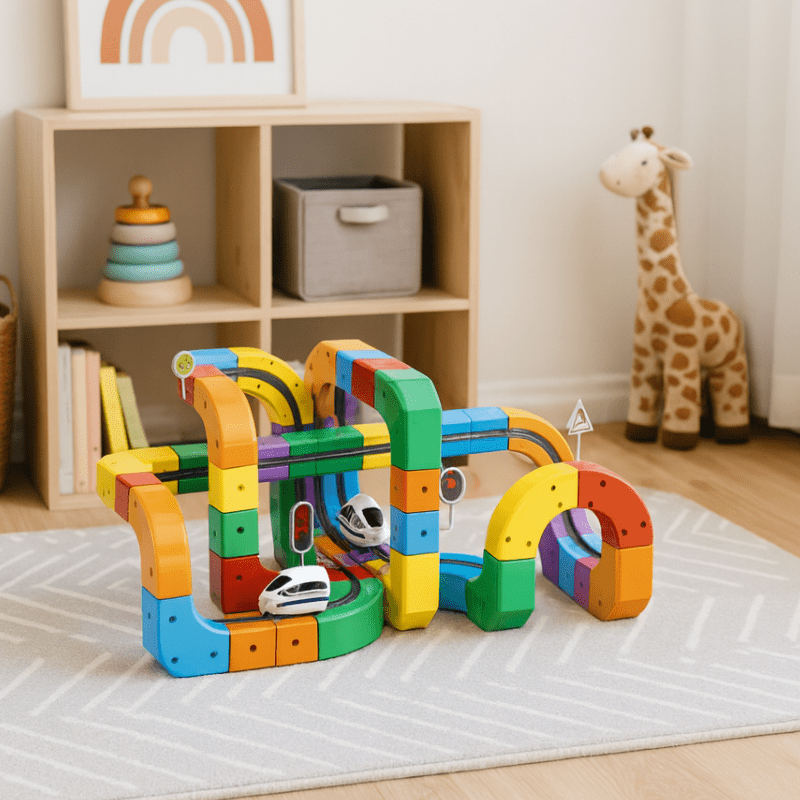 KidSmart 3D Train Building Set with Rechargeable Engine