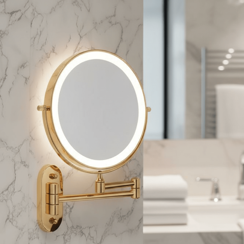 GleamAura Luxe Rechargeable Golden Vanity Mirror
