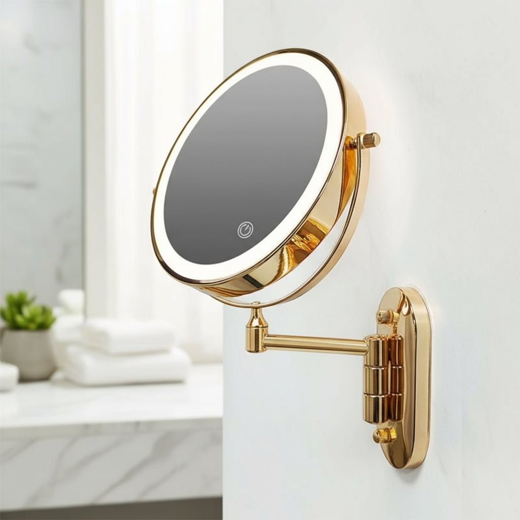 GleamAura Luxe Rechargeable Golden Vanity Mirror