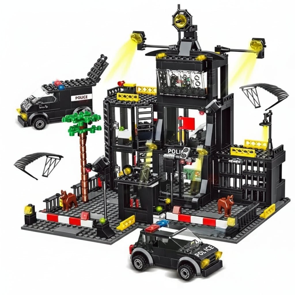 Urban Defender Police Headquarters with Figures and Gear