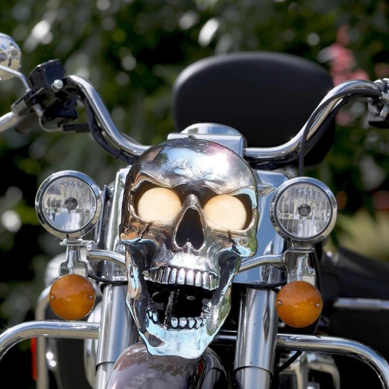 Chrome Glow Skull Motorcycle Lamp with LED Eyes