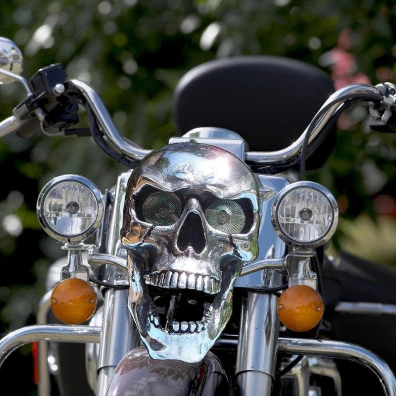 Chrome Glow Skull Motorcycle Lamp with LED Eyes