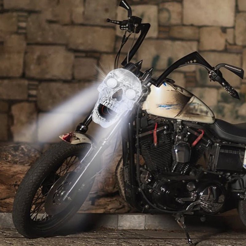 Chrome Glow Skull Motorcycle Lamp with LED Eyes