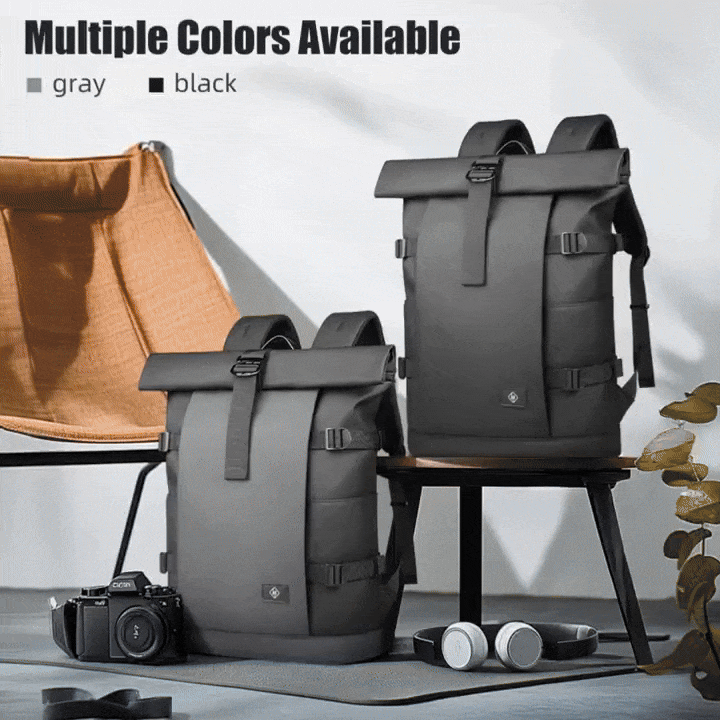 Expandable Waterproof Rolltop Backpack for 17" Laptop with Anti-Theft Features