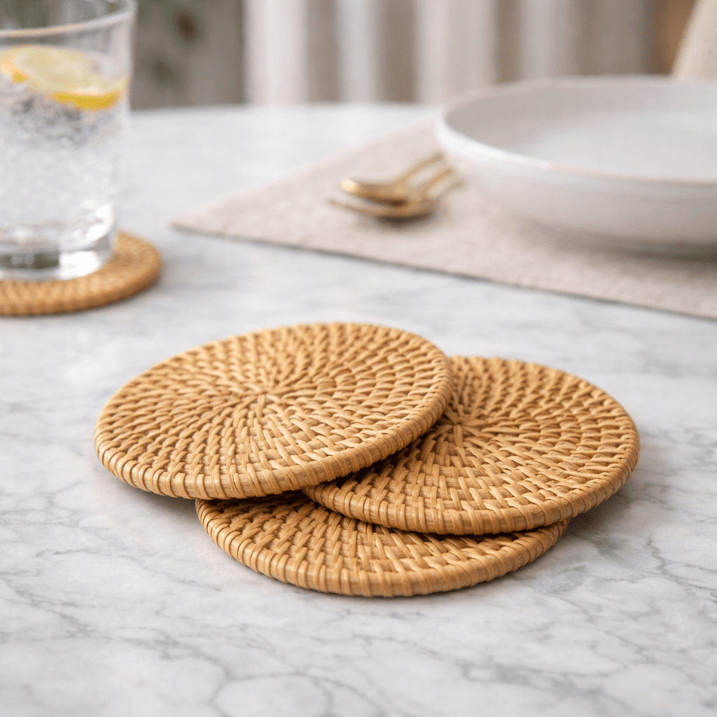 Elegant Rattan Coasters - Protect Your Surfaces in Style