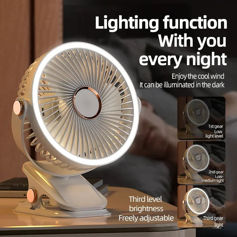 Battery-Powered Clip-On Fan – Portable and Rechargeable for Quick Comfort