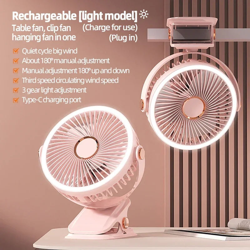 Battery-Powered Clip-On Fan – Portable and Rechargeable for Quick Comfort
