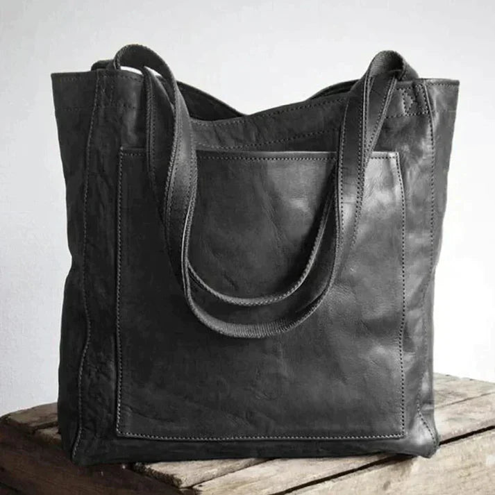 Leather Shoulder Tote Bag | Genuine Leather | Multiple Compartments | Classic and Modern Design