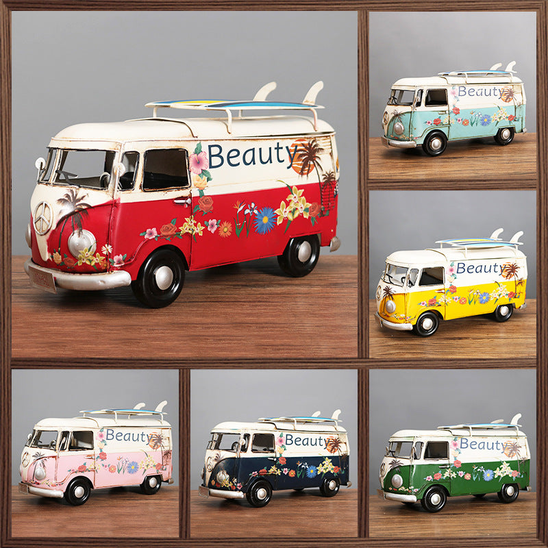 Handcrafted Flower Bus Tissue Holder - Colorful Retro Home Decor