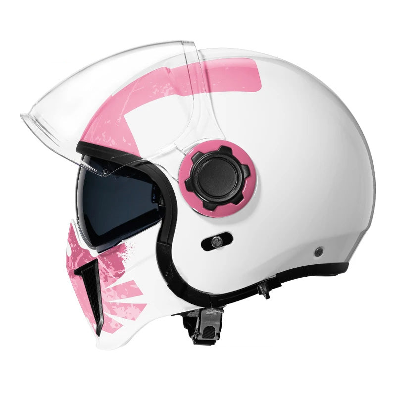 Vintage Motorcycle Helmet with Detachable Chin Guard – Retro Modular Design, DOT & ECE Certified