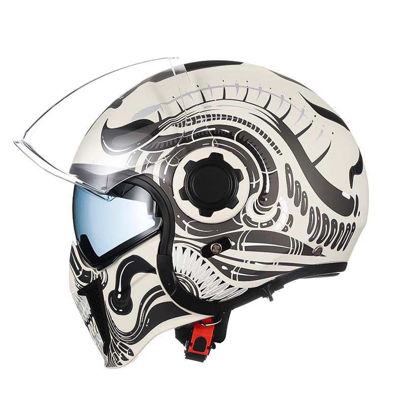 Vintage Motorcycle Helmet with Detachable Chin Guard – Retro Modular Design, DOT & ECE Certified