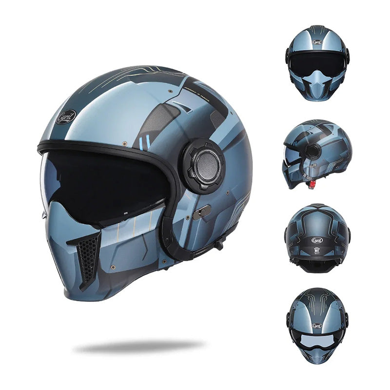 Vintage Motorcycle Helmet with Detachable Chin Guard – Retro Modular Design, DOT & ECE Certified